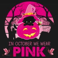In October We Wear Pink Jack O Lantern Witch Cat Tote Bag thumb 4