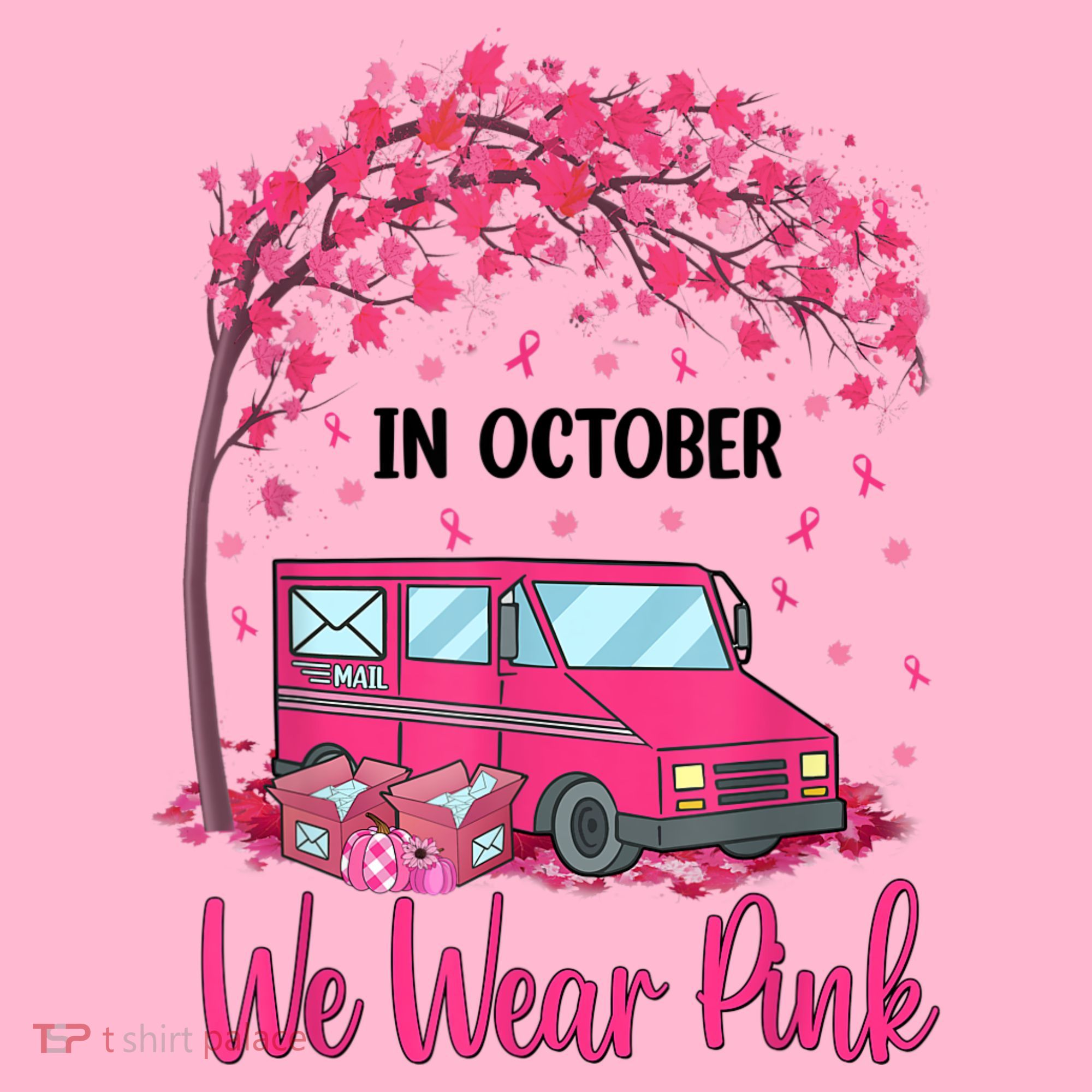 In October We Wear Pink Mail Carrier Postal Workers Coaster