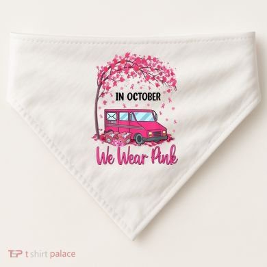 In October We Wear Pink Mail Carrier Postal Workers USA-Made Doggie Bandana