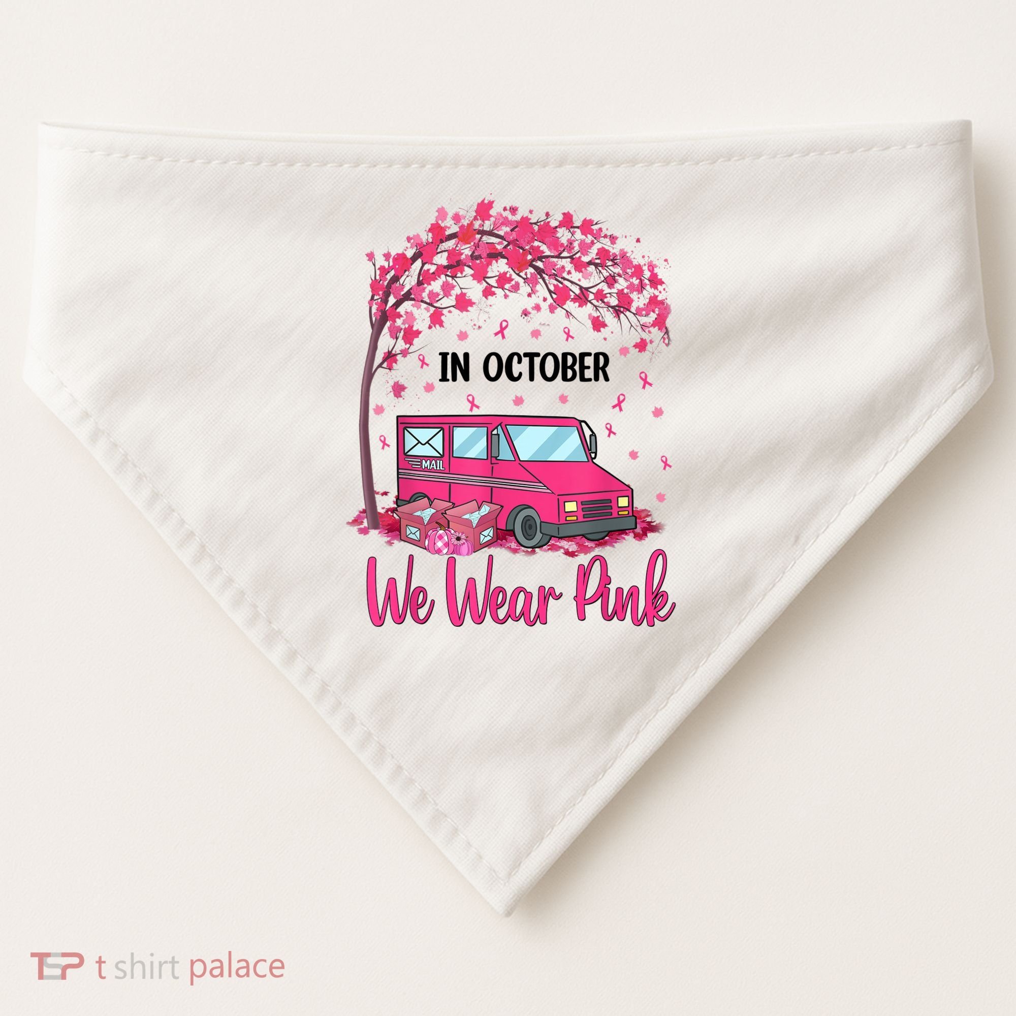 In October We Wear Pink Mail Carrier Postal Workers USA-Made Doggie Bandana