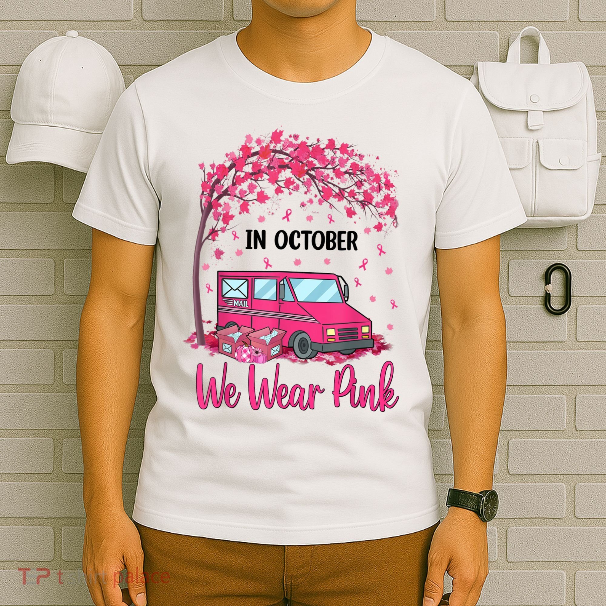 In October We Wear Pink Mail Carrier Postal Workers T-Shirt