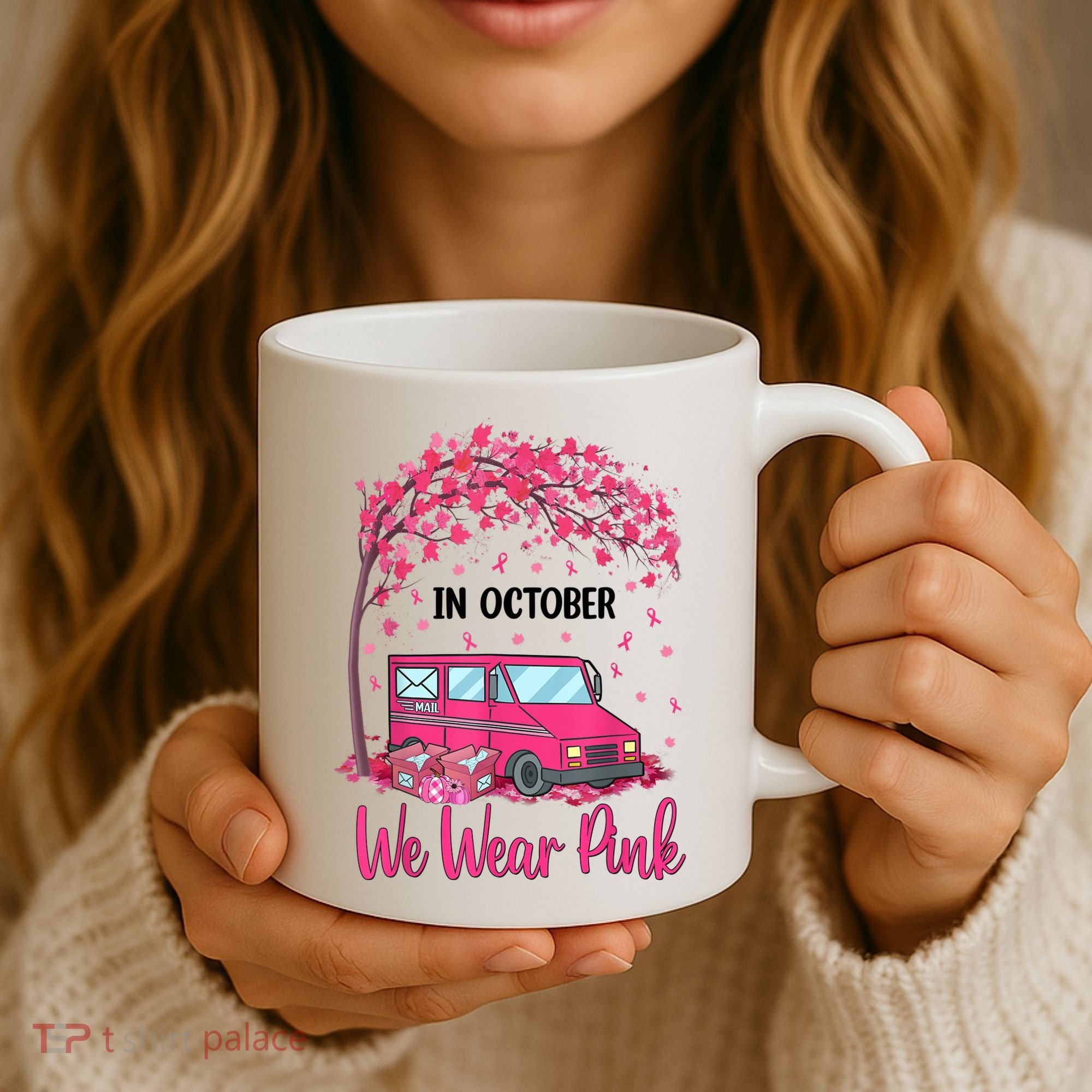 In October We Wear Pink Mail Carrier Postal Workers Coffee Mug