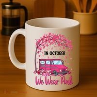In October We Wear Pink Mail Carrier Postal Workers Coffee Mug thumb 4
