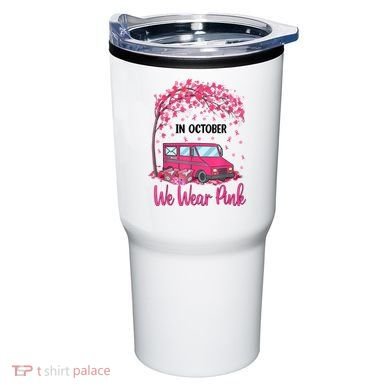 In October We Wear Pink Mail Carrier Postal Workers Tumbler