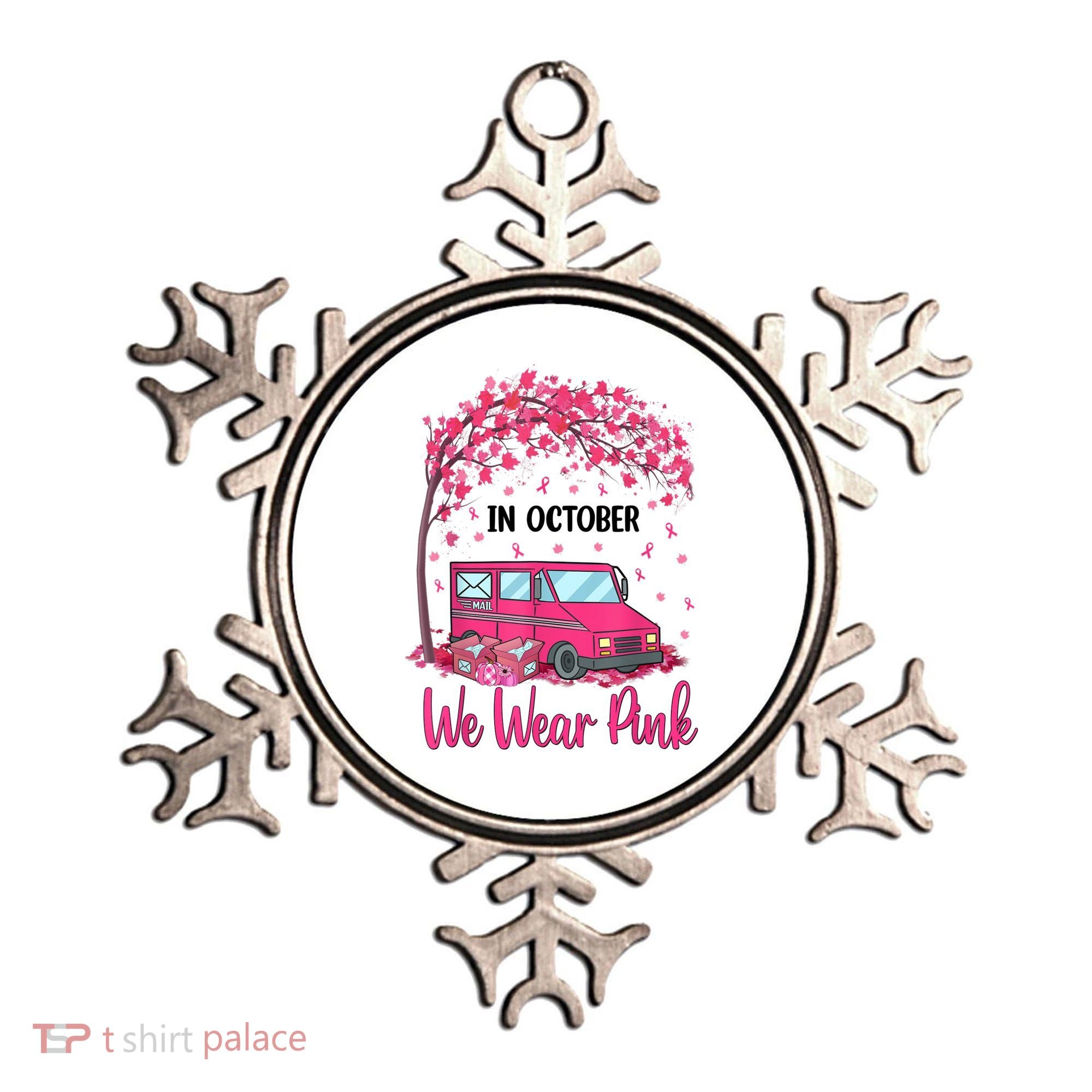 In October We Wear Pink Mail Carrier Postal Workers Ornament