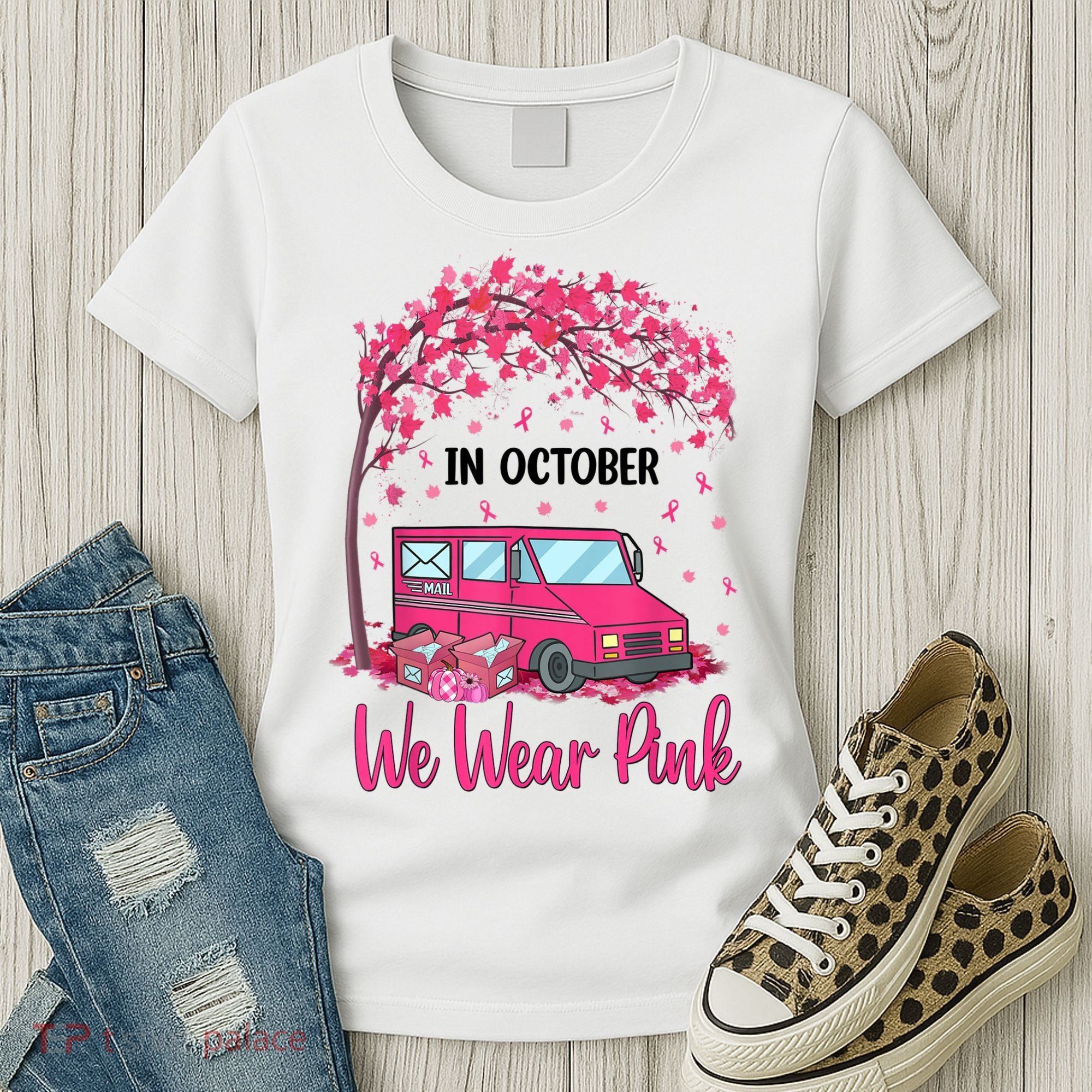 In October We Wear Pink Mail Carrier Postal Workers Women's T-Shirt