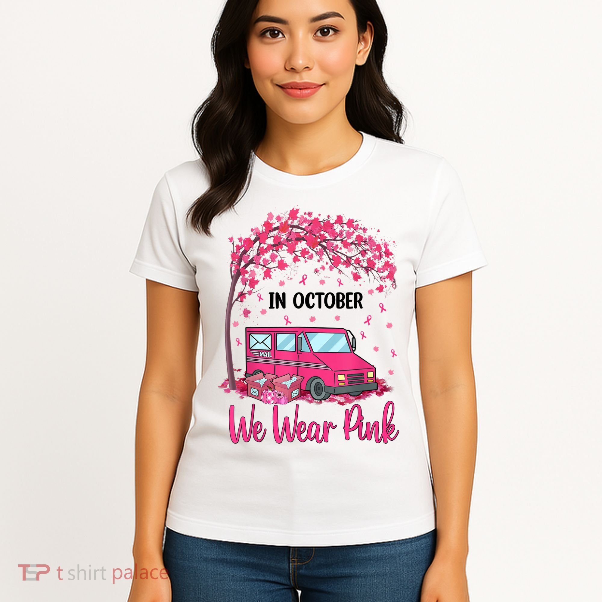 In October We Wear Pink Mail Carrier Postal Workers Women's T-Shirt