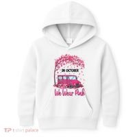In October We Wear Pink Mail Carrier Postal Workers Kids Hoodie thumb 0