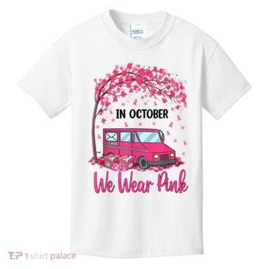 In October We Wear Pink Mail Carrier Postal Workers Kids T-Shirt