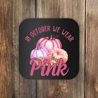 In October We Wear Pink Pumpkin Patch Breast Cancer Coaster thumb 0