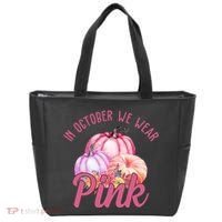 In October We Wear Pink Pumpkin Patch Breast Cancer Tote Bag thumb 0