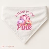 In October We Wear Pink Pumpkin Patch Breast Cancer USA-Made Doggie Bandana thumb 0