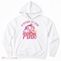 In October We Wear Pink Pumpkin Patch Breast Cancer Hoodie thumb 0