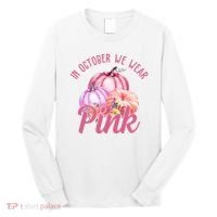 In October We Wear Pink Pumpkin Patch Breast Cancer Long Sleeve Shirt thumb 0