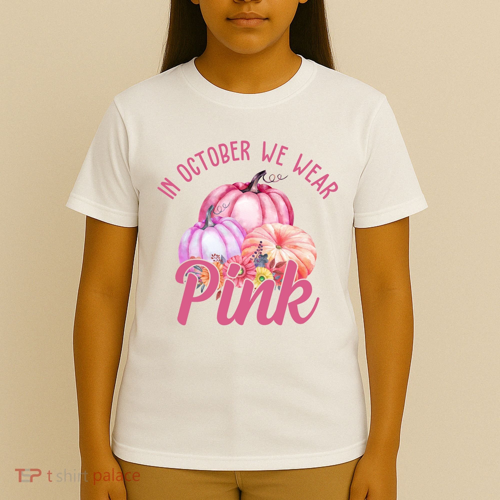 In October We Wear Pink Pumpkin Patch Breast Cancer T-Shirt