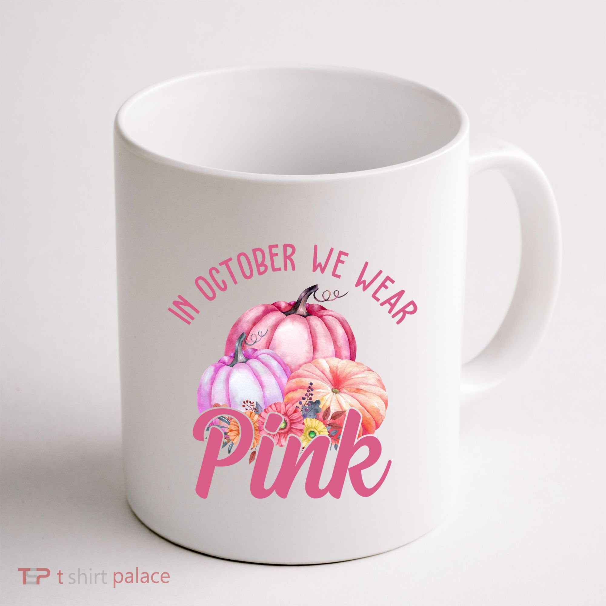 In October We Wear Pink Pumpkin Patch Breast Cancer Coffee Mug