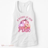 In October We Wear Pink Pumpkin Patch Breast Cancer Women's Tank Top thumb 0