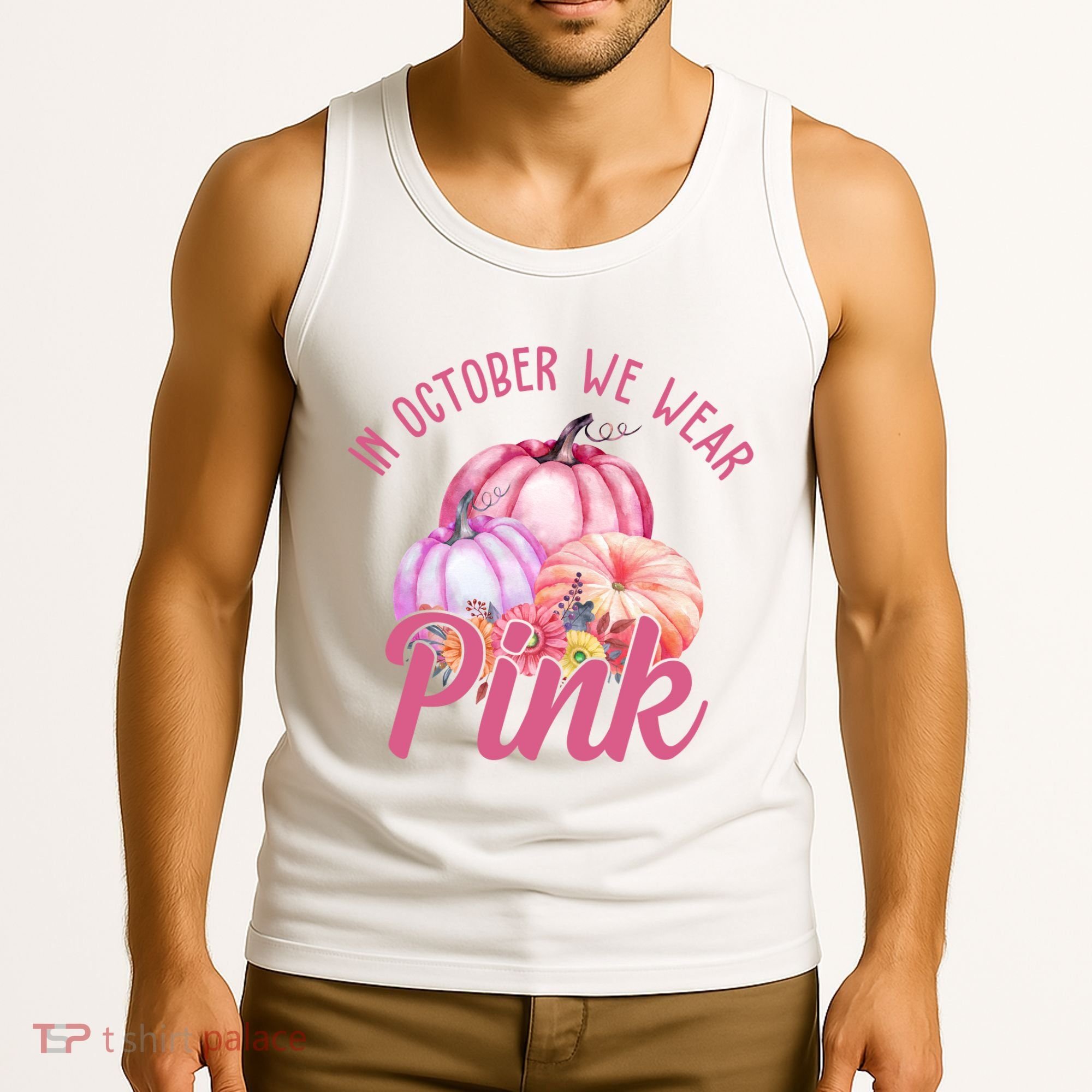 In October We Wear Pink Pumpkin Patch Breast Cancer Tank Top