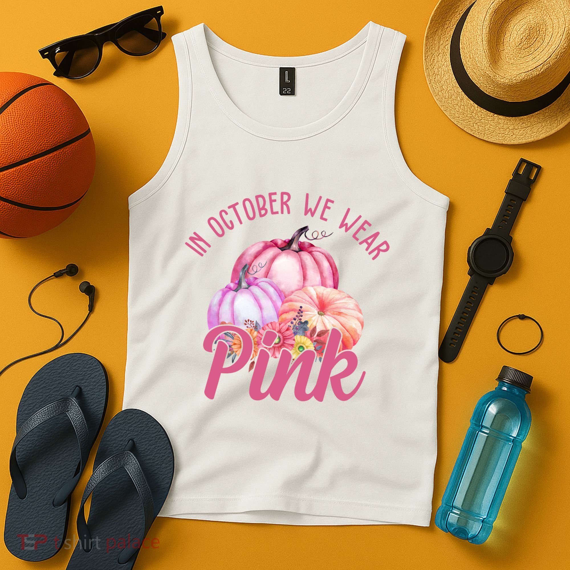 In October We Wear Pink Pumpkin Patch Breast Cancer Tank Top