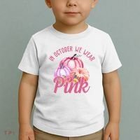 In October We Wear Pink Pumpkin Patch Breast Cancer Toddler T-Shirt thumb 2