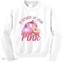 In October We Wear Pink Pumpkin Patch Breast Cancer Kids Sweatshirt thumb 0