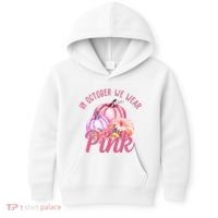 In October We Wear Pink Pumpkin Patch Breast Cancer Kids Hoodie thumb 0