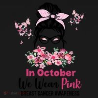In October We Wear Pink Breast Cancer Messy Bun Floral Polo thumb 3