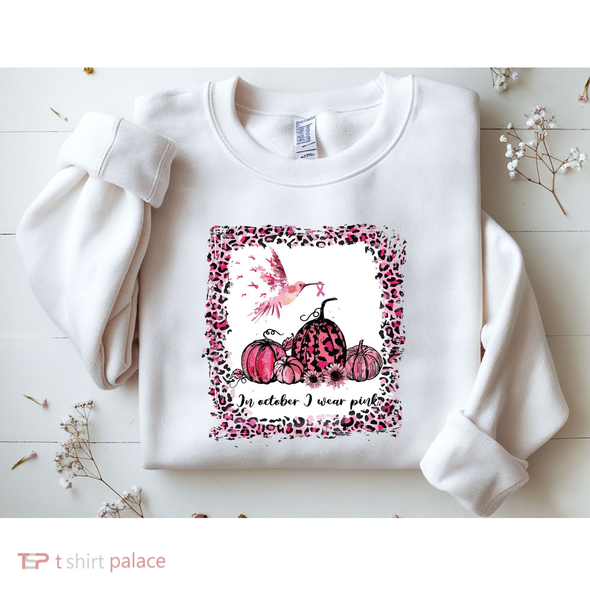 In October We Wear Pink Hummingbird Breast Cancer Awareness Sweatshirt