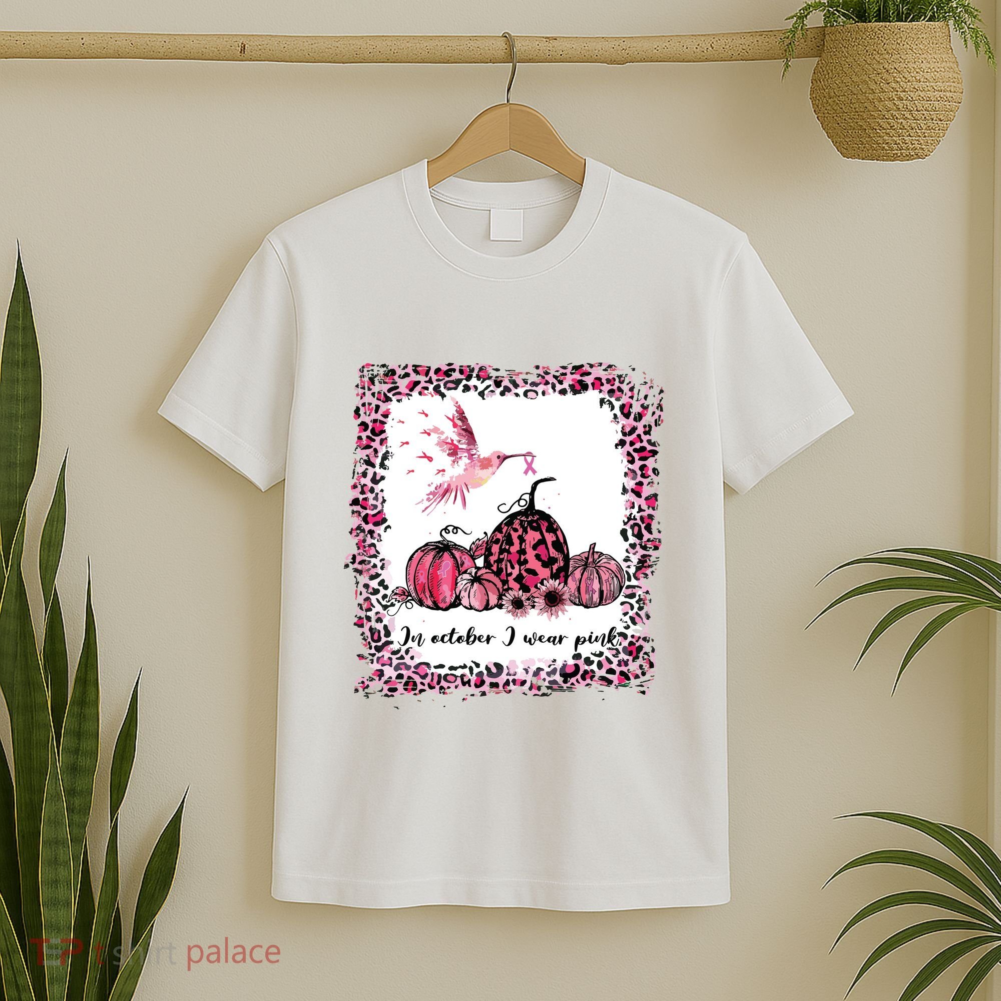 In October We Wear Pink Hummingbird Breast Cancer Awareness T-Shirt