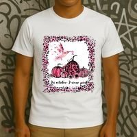 In October We Wear Pink Hummingbird Breast Cancer Awareness T-Shirt thumb 3