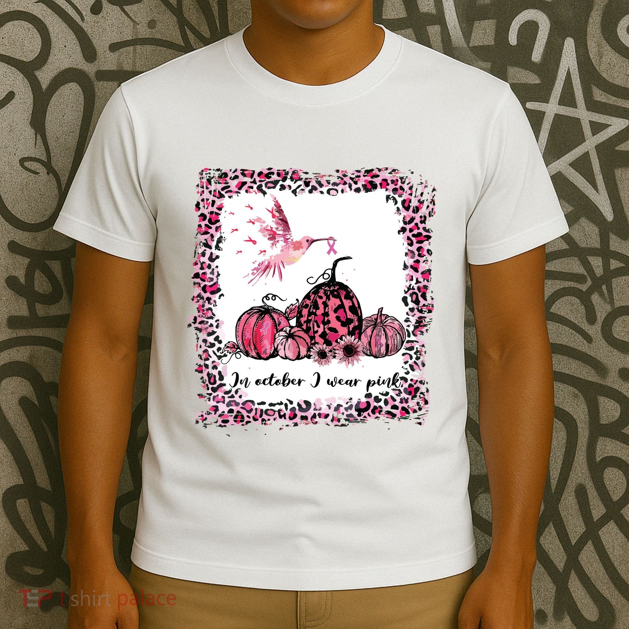 In October We Wear Pink Hummingbird Breast Cancer Awareness T-Shirt