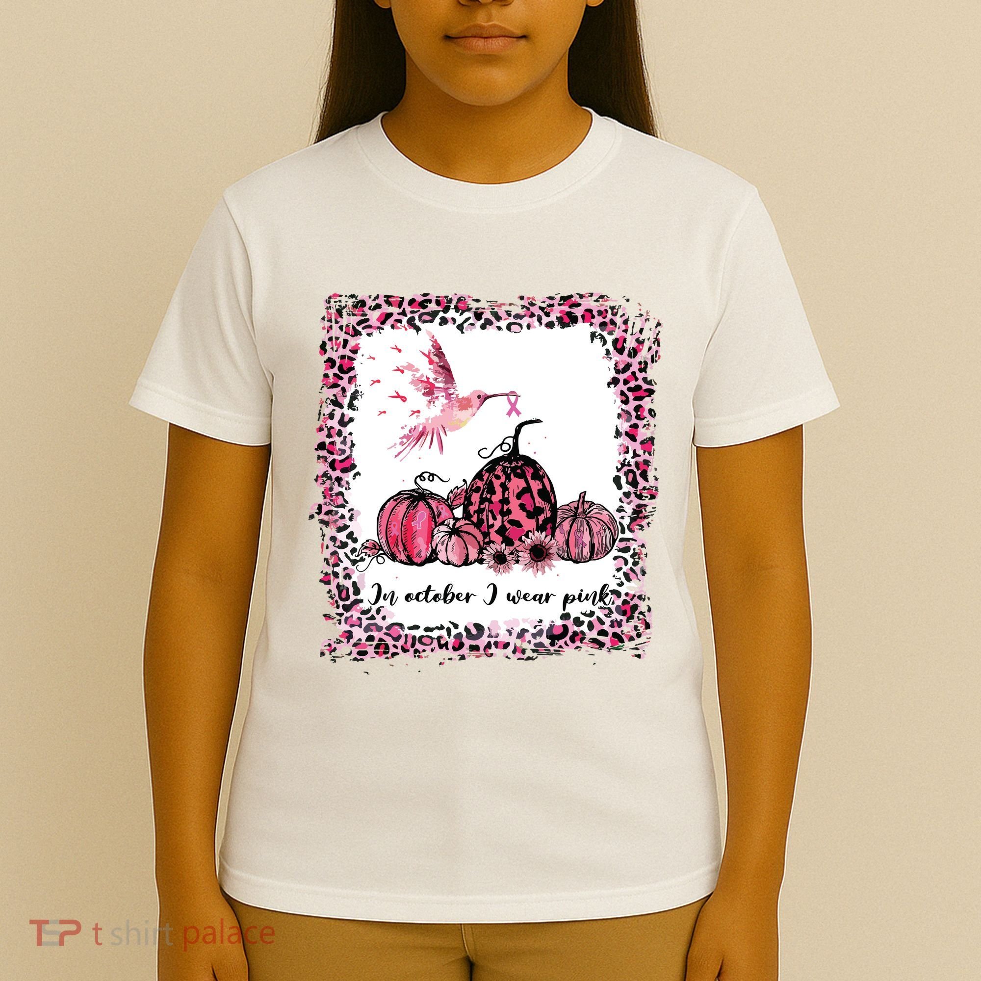 In October We Wear Pink Hummingbird Breast Cancer Awareness T-Shirt