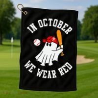 In October We Wear Red October Philadelphia Baseball Golf Towel thumb 1
