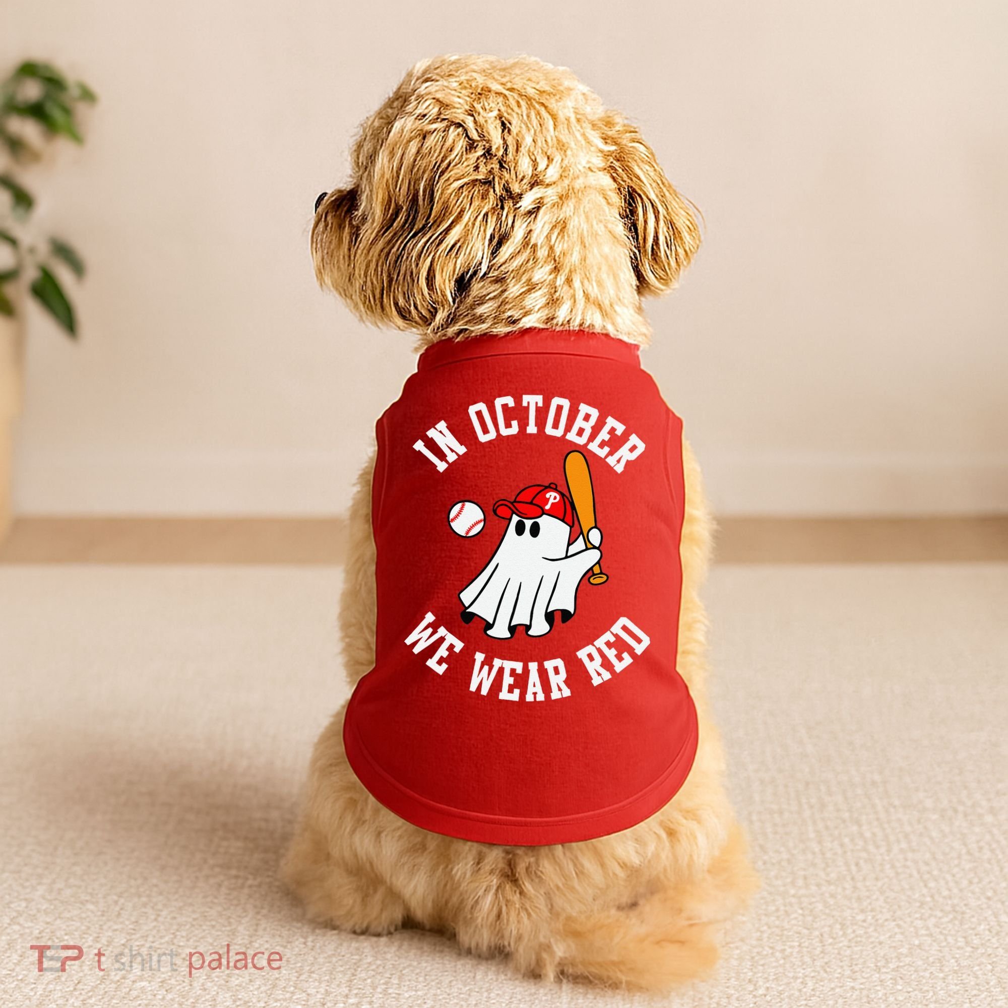 In October We Wear Red October Philadelphia Baseball Doggie Tank