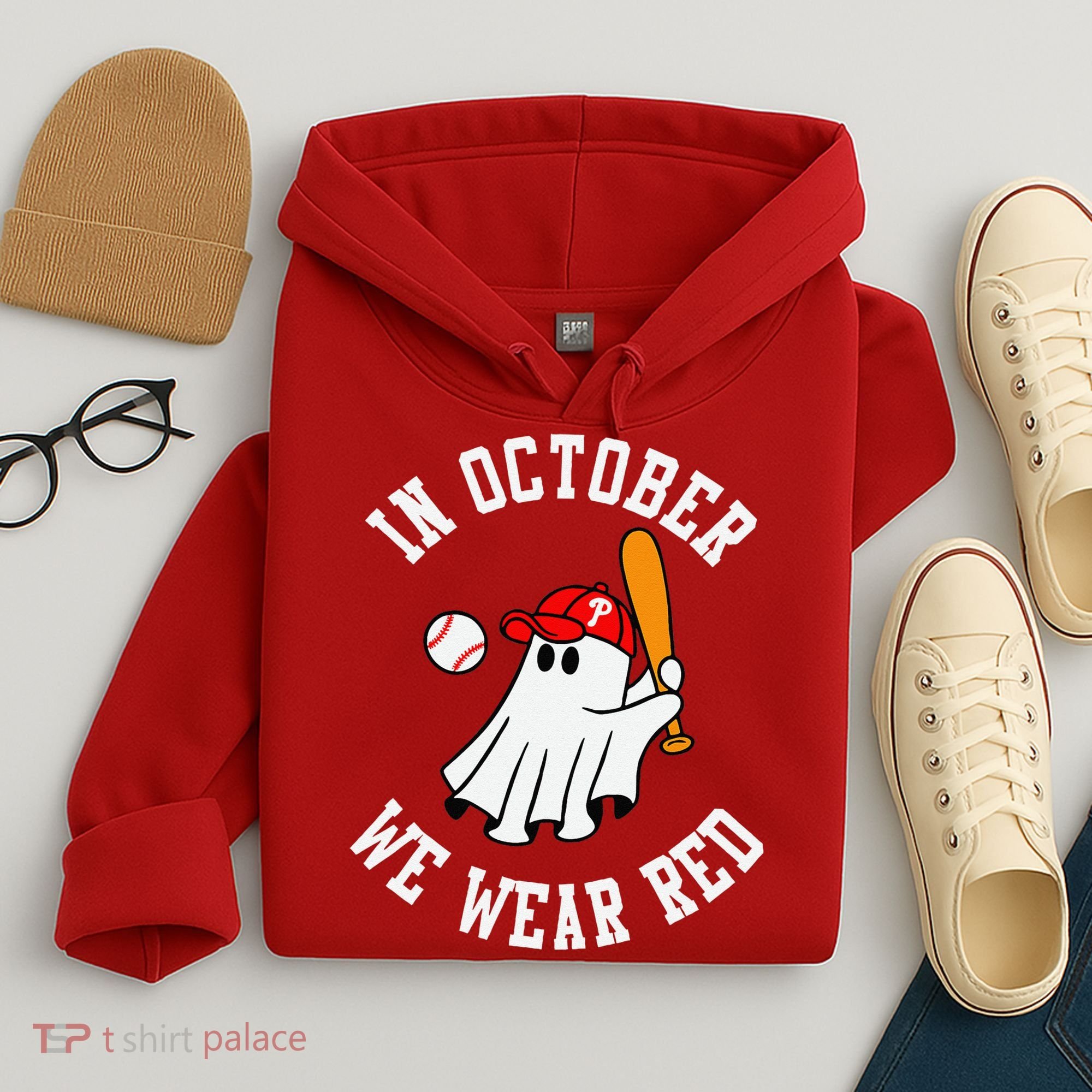In October We Wear Red October Philadelphia Baseball Hoodie