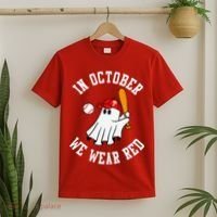In October We Wear Red October Philadelphia Baseball T-Shirt thumb 2