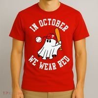 In October We Wear Red October Philadelphia Baseball T-Shirt thumb 3