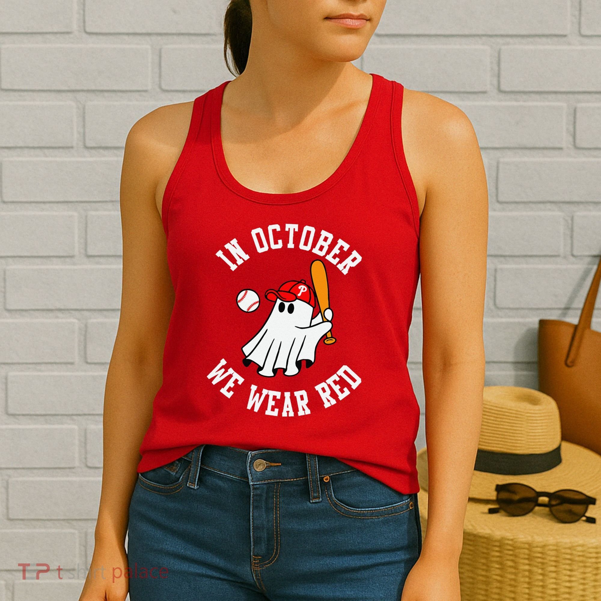 In October We Wear Red October Philadelphia Baseball Women's Tank Top