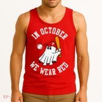 In October We Wear Red October Philadelphia Baseball Tank Top thumb 3
