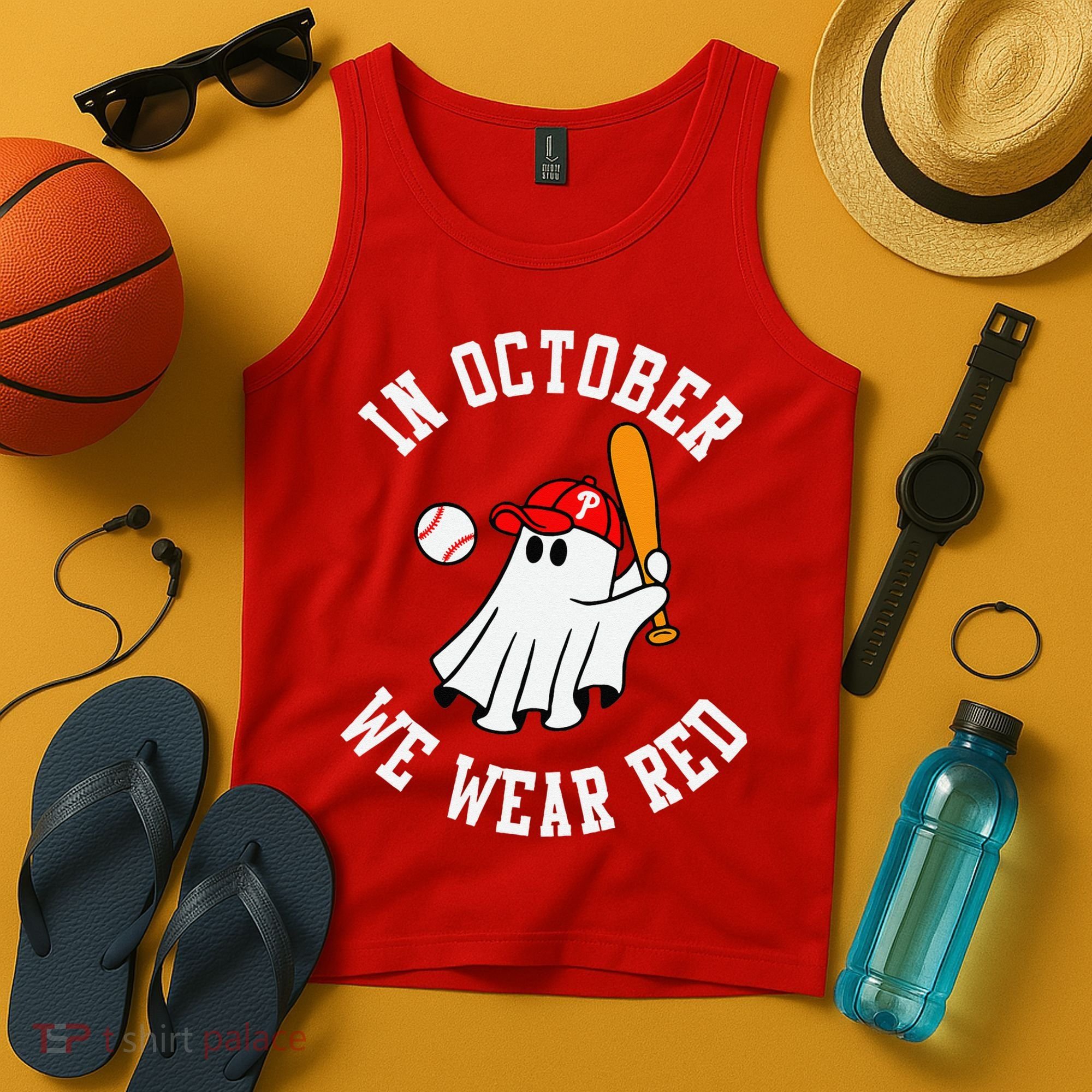 In October We Wear Red October Philadelphia Baseball Tank Top