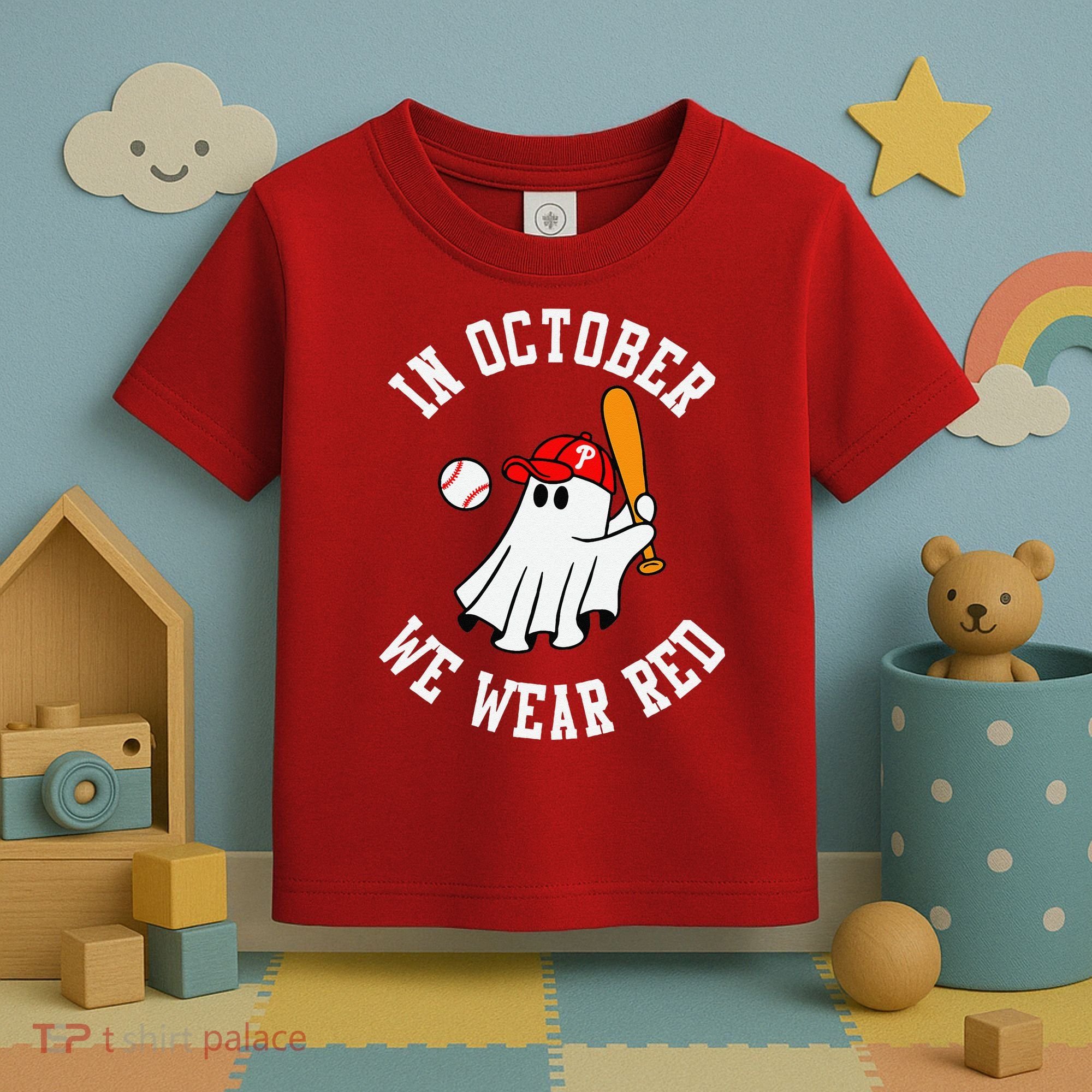 In October We Wear Red October Philadelphia Baseball Toddler T-Shirt