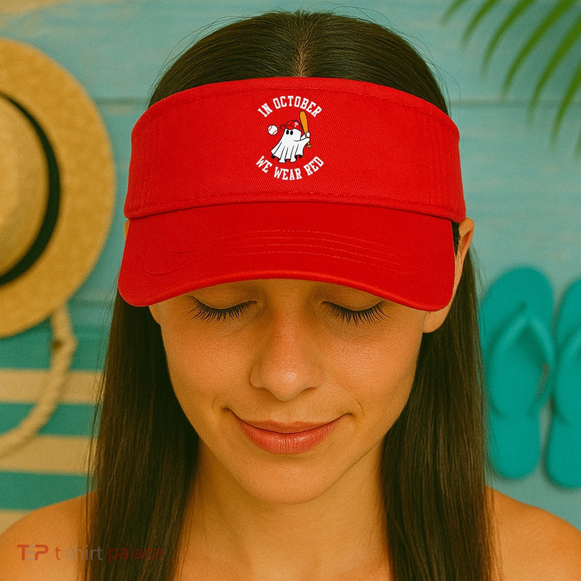 In October We Wear Red October Philadelphia Baseball Visor