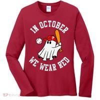 In October We Wear Red October Philadelphia Baseball Women's Long Sleeve Shirt thumb 0