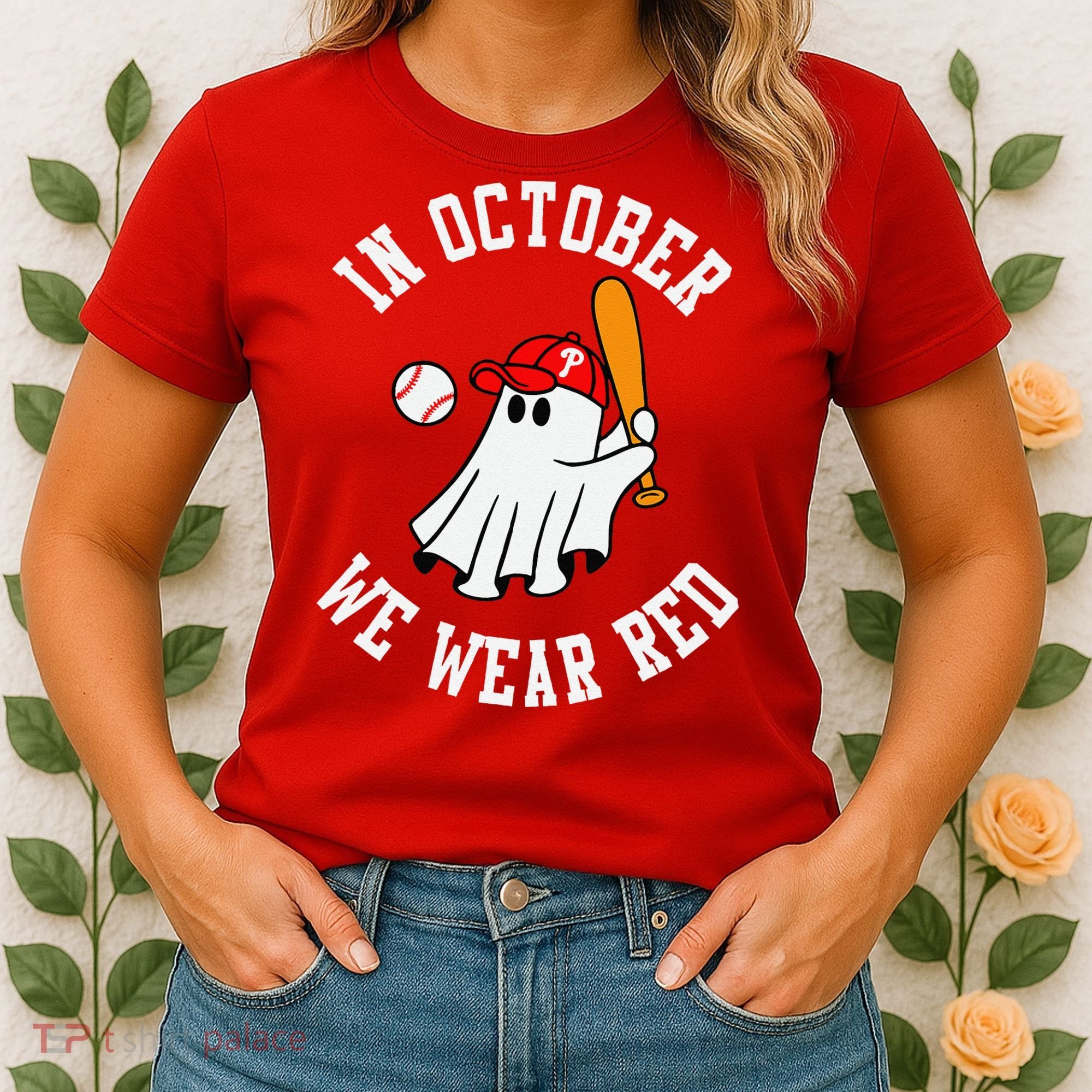 In October We Wear Red October Philadelphia Baseball Women's T-Shirt