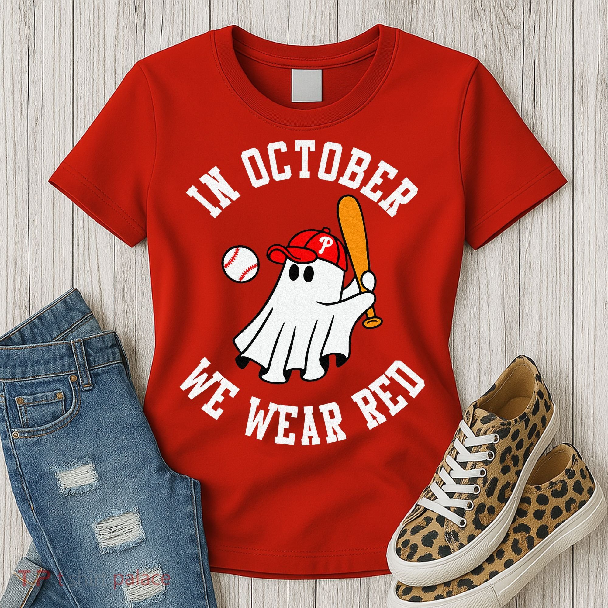 In October We Wear Red October Philadelphia Baseball Women's T-Shirt