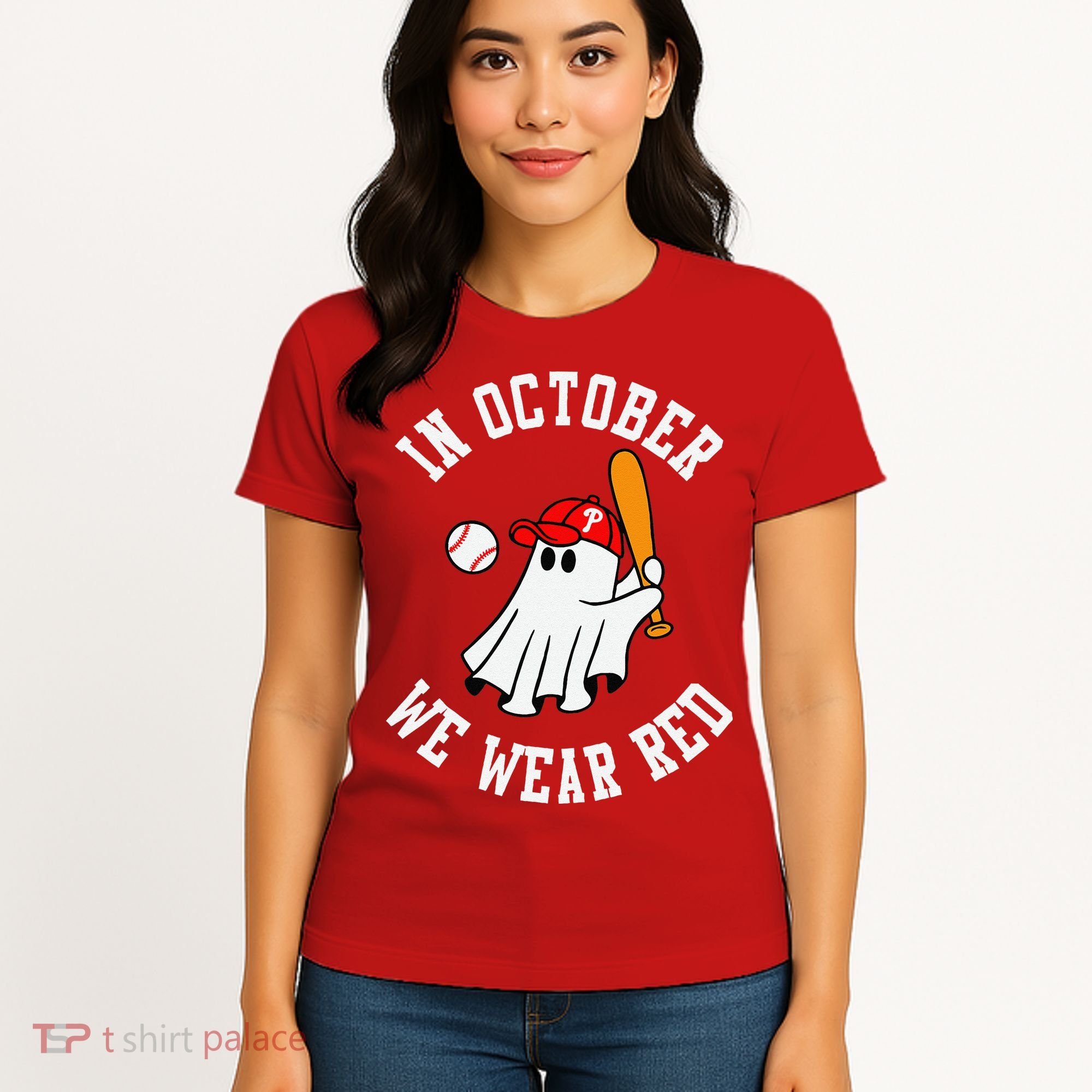 In October We Wear Red October Philadelphia Baseball Women's T-Shirt