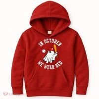 In October We Wear Red October Philadelphia Baseball Kids Hoodie thumb 0