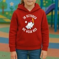 In October We Wear Red October Philadelphia Baseball Kids Hoodie thumb 3