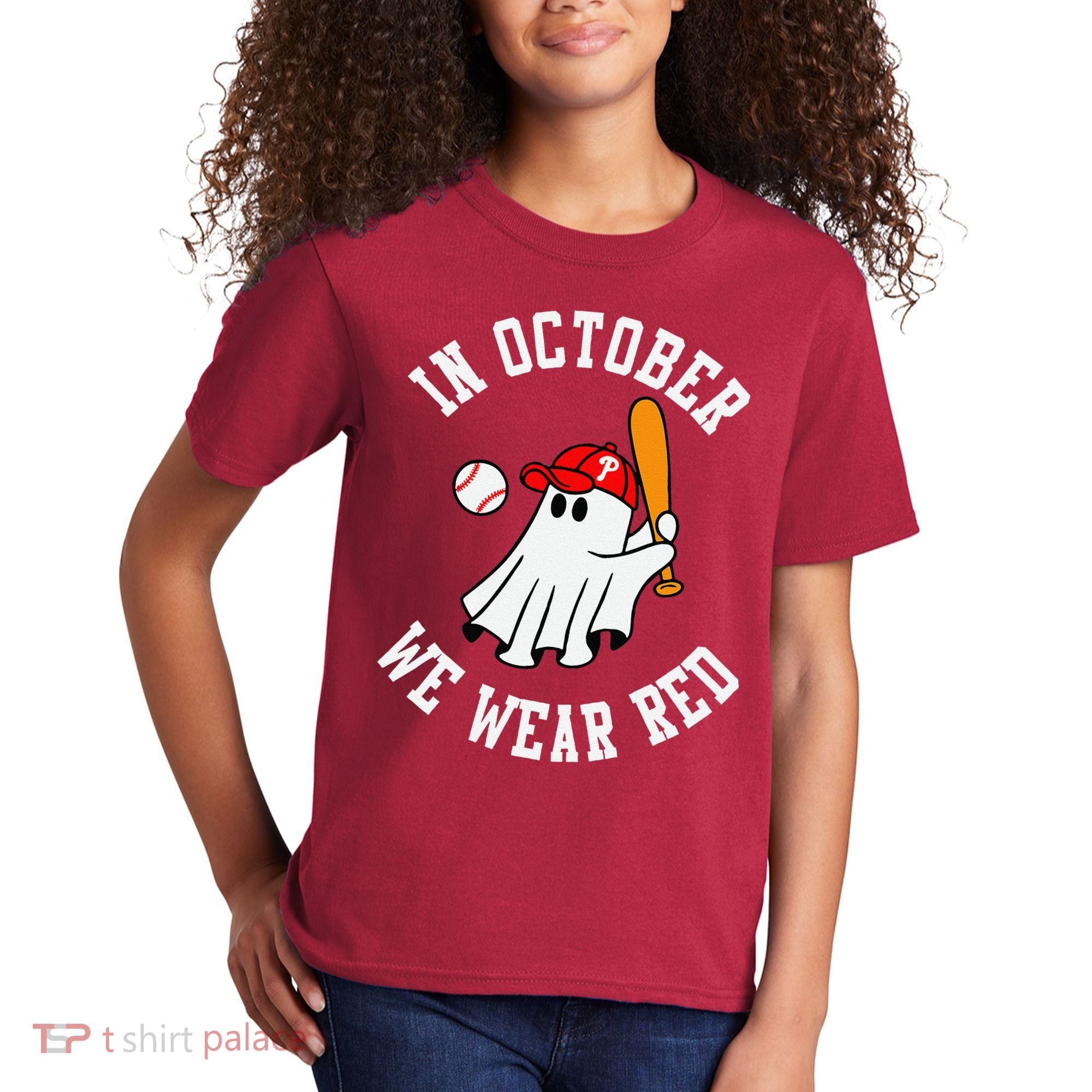 In October We Wear Red October Philadelphia Baseball Kids T-Shirt