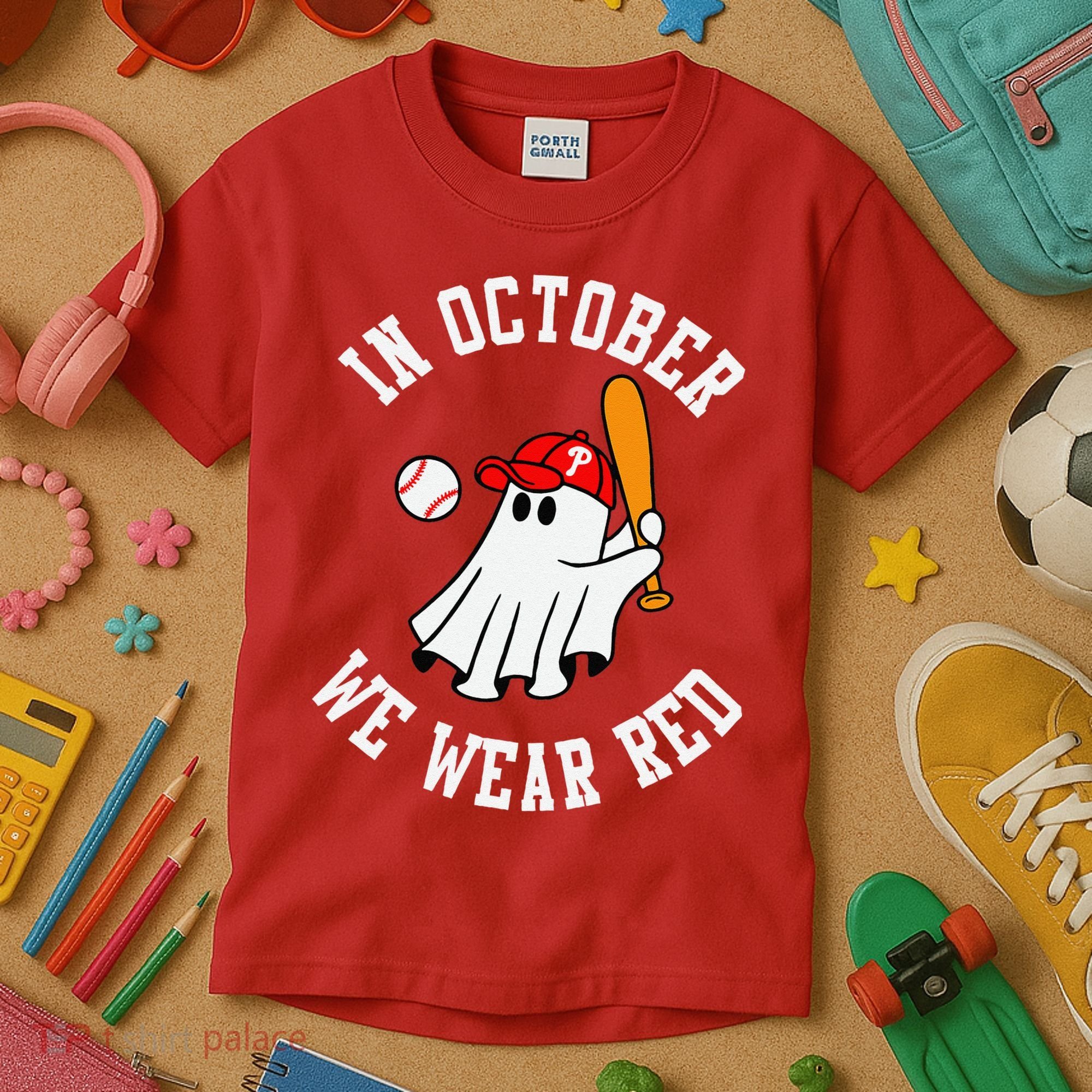 In October We Wear Red October Philadelphia Baseball Kids T-Shirt